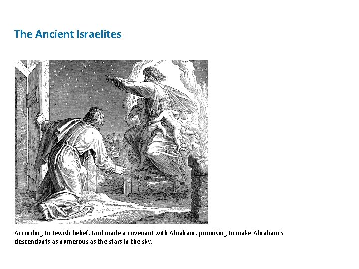 The Ancient Israelites According to Jewish belief, God made a covenant with Abraham, promising