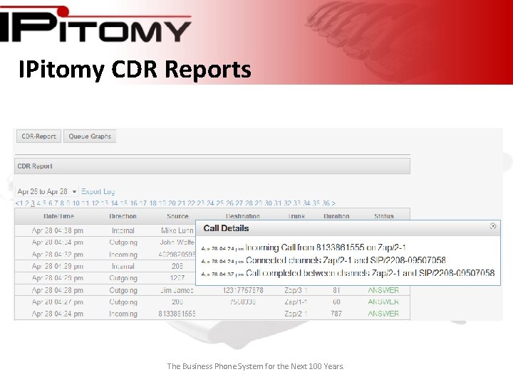 IPitomy CDR Reports The Business Phone System for the Next 100 Years. 