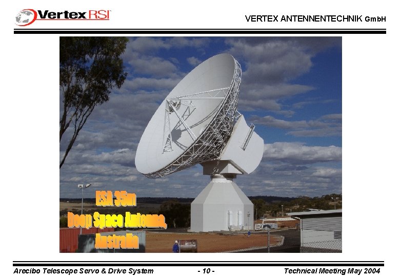 VERTEX ANTENNENTECHNIK Gmb. H Arecibo Telescope Servo & Drive System - 10 - Technical