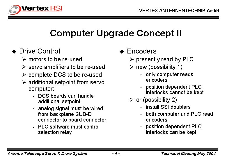 VERTEX ANTENNENTECHNIK Gmb. H Computer Upgrade Concept II u Drive Control Ø Ø u