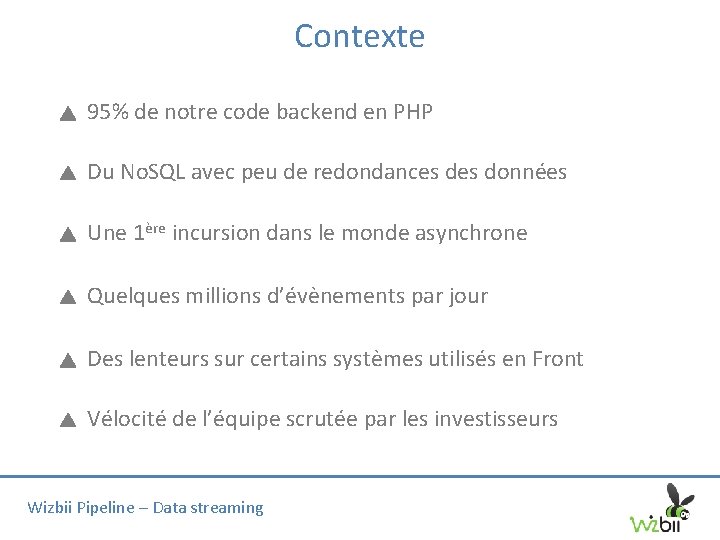 Contexte 95% de notre code backend en PHP Du No. SQL avec peu de