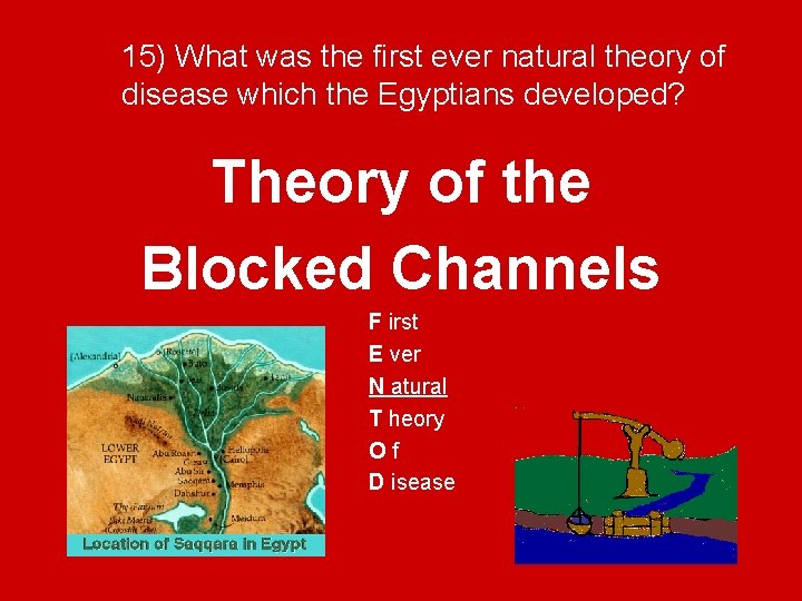 15) What was the first ever natural theory of disease which the Egyptians developed?