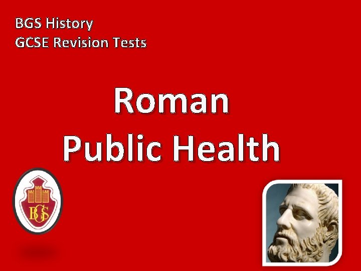 BGS History GCSE Revision Tests Roman Public Health 