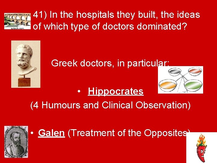 41) In the hospitals they built, the ideas of which type of doctors dominated?