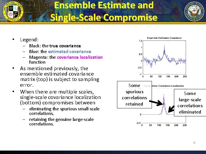 Ensemble Estimate and Single-Scale Compromise • Legend: – Black: the true covariance – Blue: