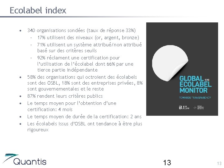 Ecolabel index • • • 340 organisations sondées (taux de réponse 33%) – 17%