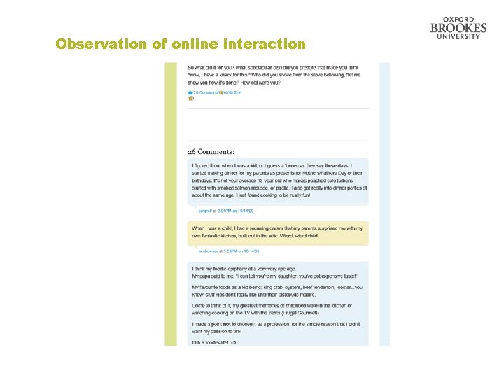 Observation of online interaction 