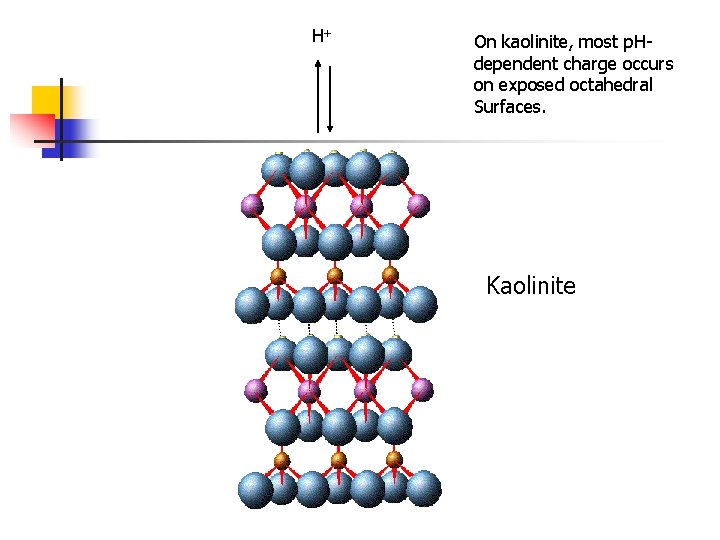 H+ On kaolinite, most p. Hdependent charge occurs on exposed octahedral Surfaces. Kaolinite 