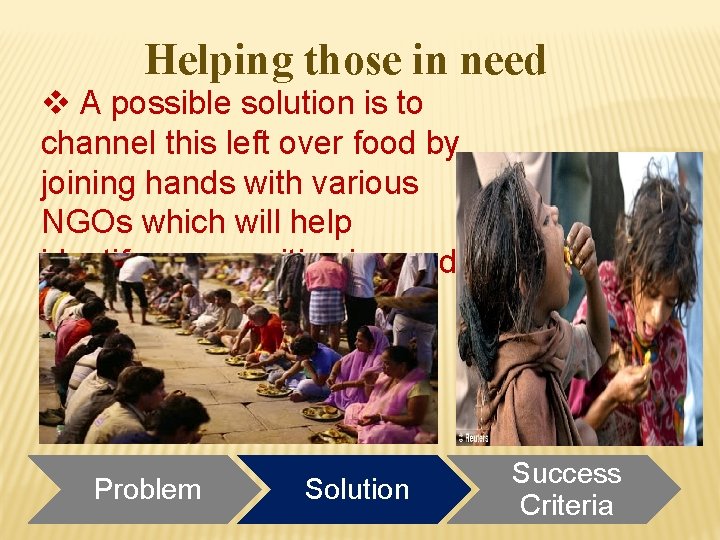 Helping those in need v A possible solution is to channel this left over