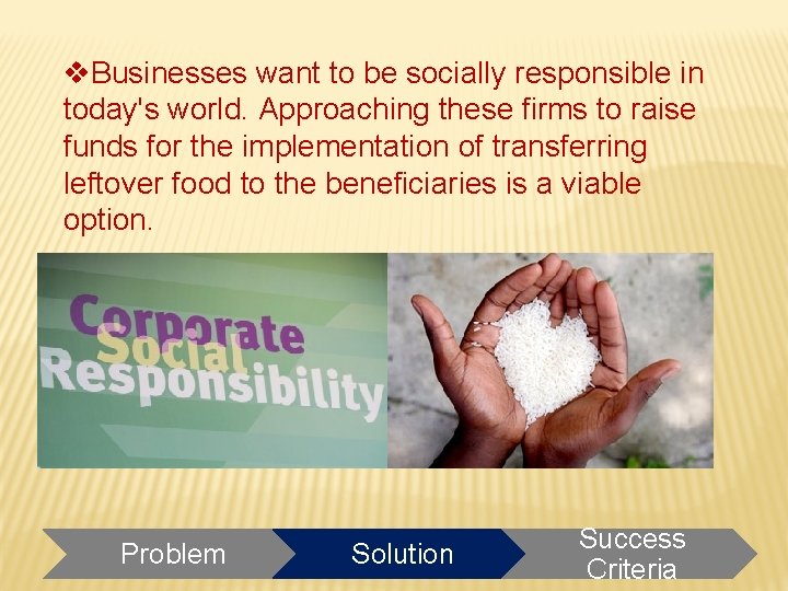 v. Businesses want to be socially responsible in today's world. Approaching these firms to