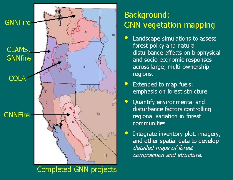 Background: GNN vegetation mapping GNNFire • CLAMS, GNNfire COLA • • GNNFire • Landscape
