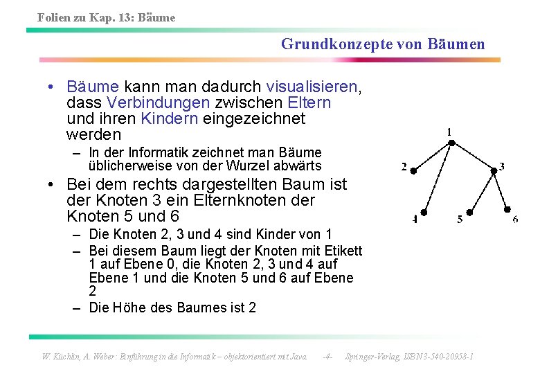 Folien zu Kap. 13: Bäume Grundkonzepte von Bäumen • Bäume kann man dadurch visualisieren,