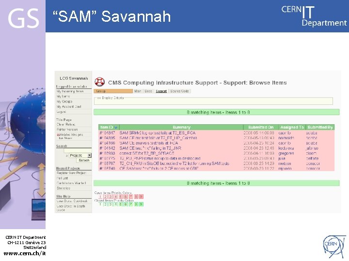 “SAM” Savannah Internet Services CERN IT Department CH-1211 Genève 23 Switzerland www. cern. ch/it