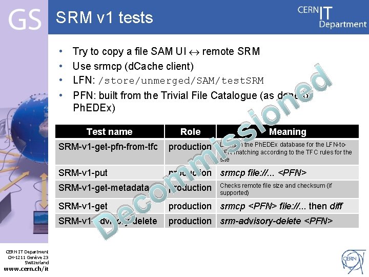 SRM v 1 tests • • Try to copy a file SAM UI remote