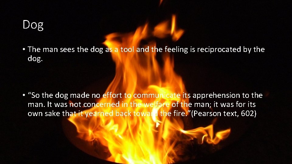 Dog • The man sees the dog as a tool and the feeling is