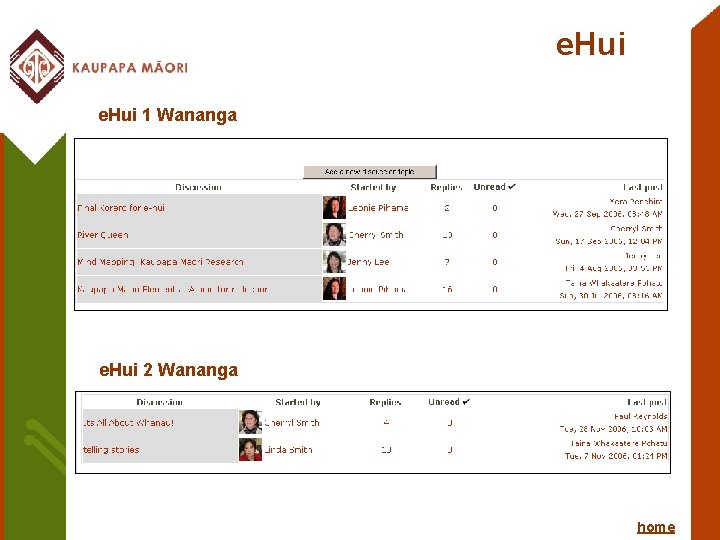 e. Hui 1 Wananga e. Hui 2 Wananga home 