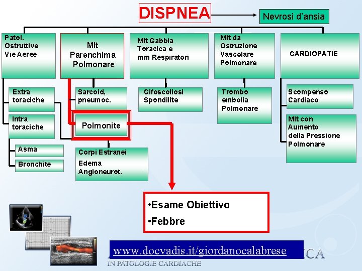 DISPNEA Patol. Ostruttive Vie Aeree Extra toraciche Mlt Parenchima Polmonare Sarcoid, pneumoc. Intra toraciche