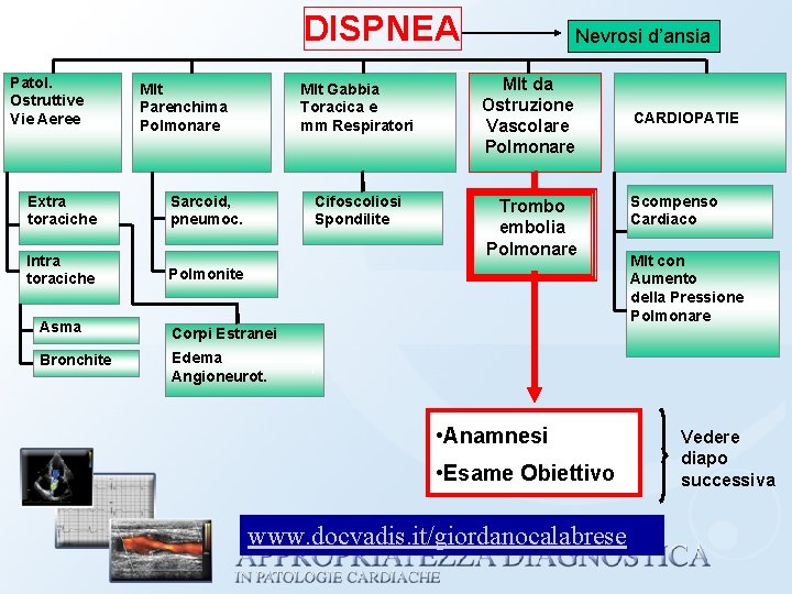 DISPNEA Patol. Ostruttive Vie Aeree Mlt Parenchima Polmonare Extra toraciche Sarcoid, pneumoc. Intra toraciche