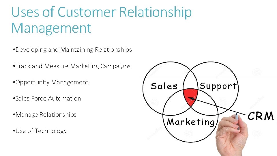 Uses of Customer Relationship Management • Developing and Maintaining Relationships • Track and Measure