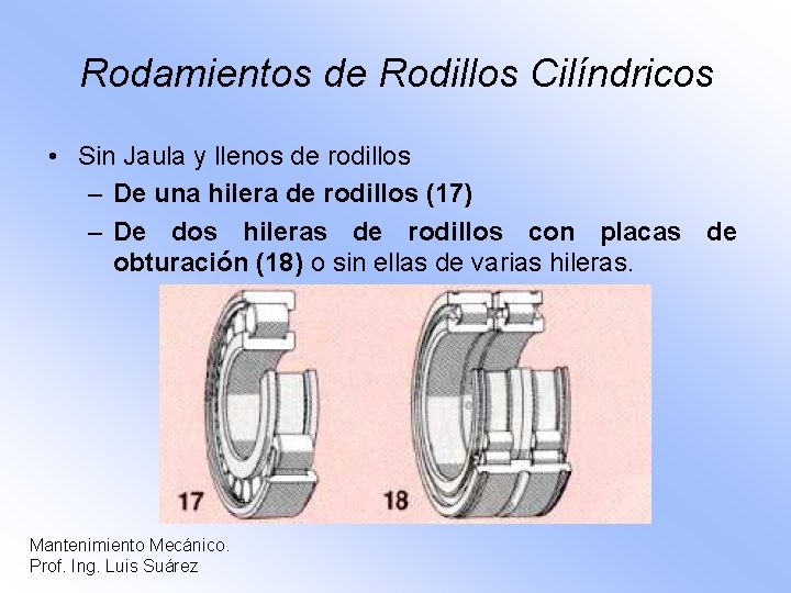 Rodamientos de Rodillos Cilíndricos • Sin Jaula y llenos de rodillos – De una