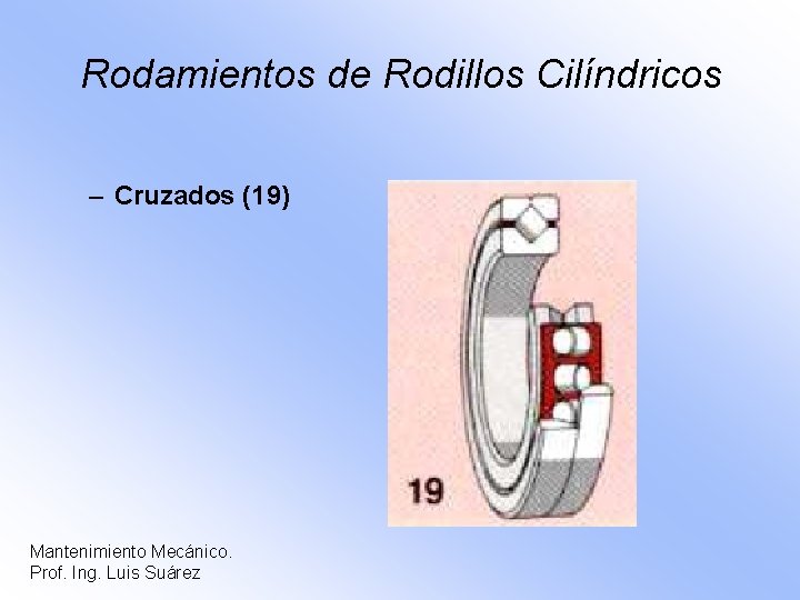 Rodamientos de Rodillos Cilíndricos – Cruzados (19) Mantenimiento Mecánico. Prof. Ing. Luis Suárez 