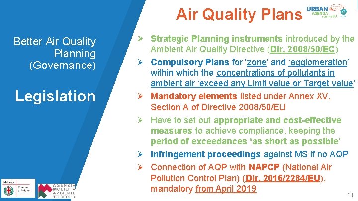 Air Quality Plans Better Air Quality Planning (Governance) Legislation Ø Strategic Planning instruments introduced