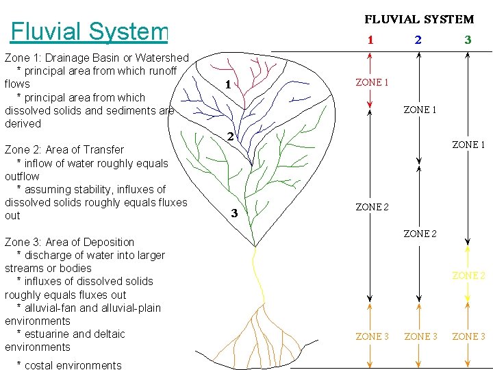 Fluvial System Zone 1: Drainage Basin or Watershed * principal area from which runoff