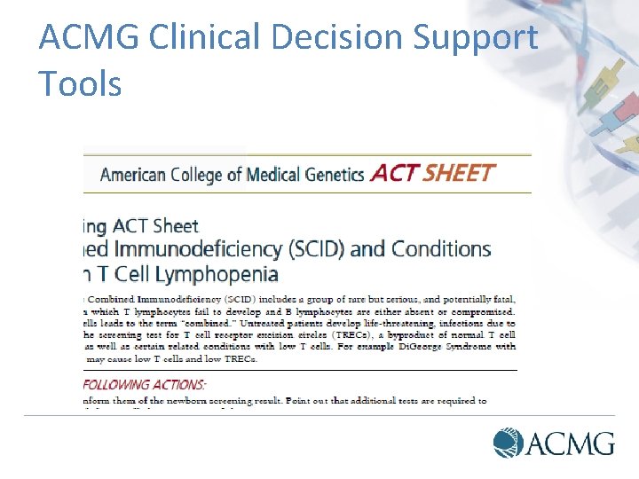 ACMG Clinical Decision Support Tools 