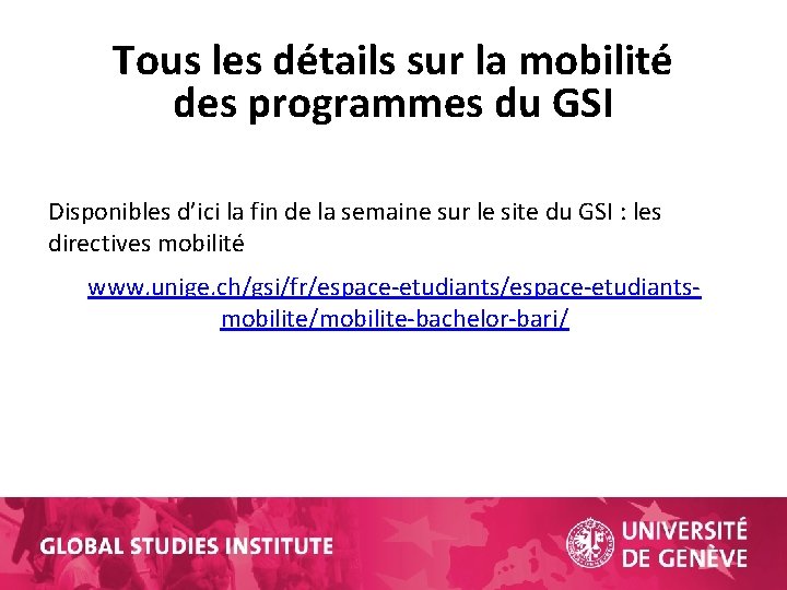 Tous les détails sur la mobilité des programmes du GSI Disponibles d’ici la fin