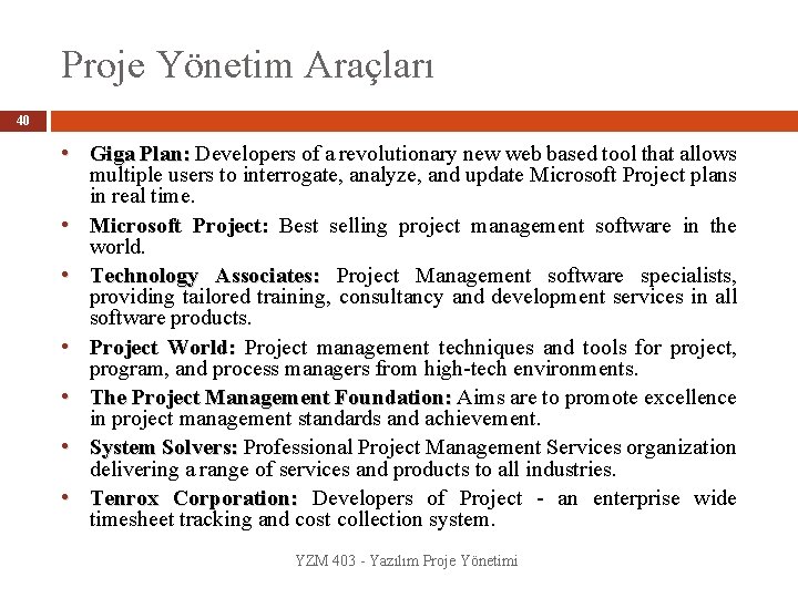 Proje Yönetim Araçları 40 • Giga Plan: Developers of a revolutionary new web based