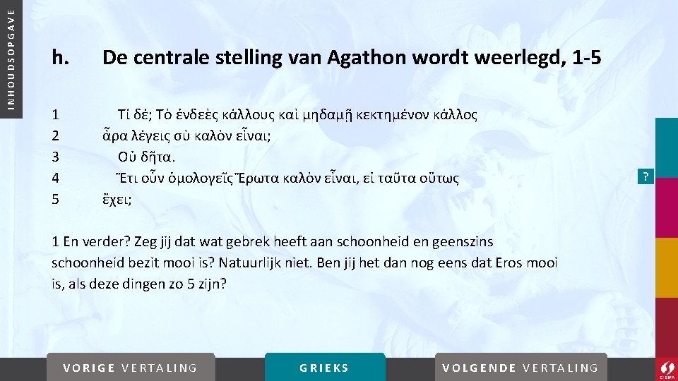 INHOUDSOPGAVE h. De centrale stelling van Agathon wordt weerlegd, 1 -5 1 2 3