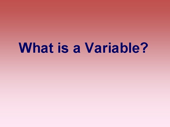 What is a Variable? 