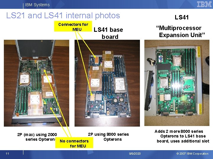 IBM Systems LS 21 and LS 41 internal photos Connectors for MEU LS 41