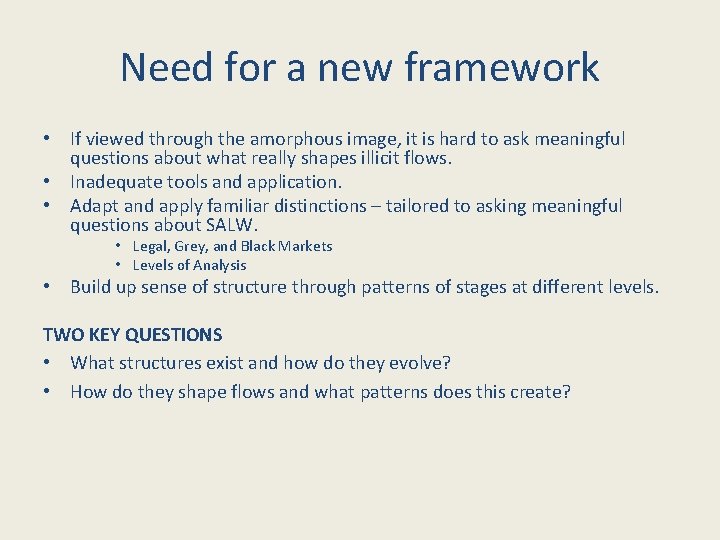 Need for a new framework • If viewed through the amorphous image, it is