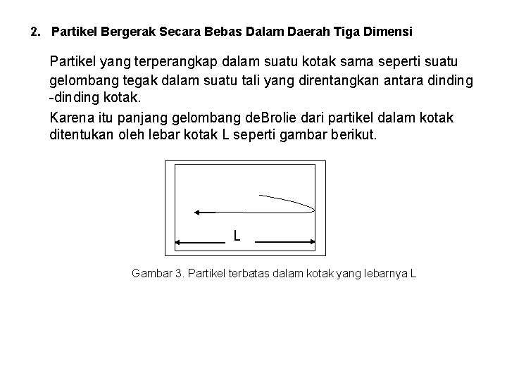 2. Partikel Bergerak Secara Bebas Dalam Daerah Tiga Dimensi Partikel yang terperangkap dalam suatu