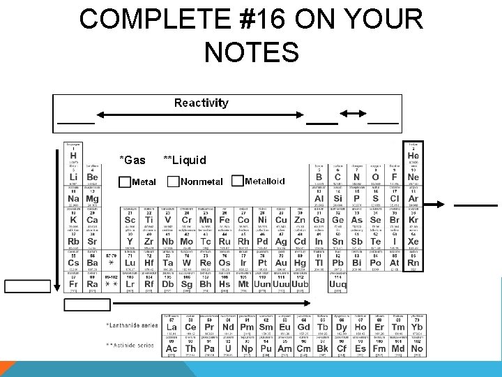COMPLETE #16 ON YOUR NOTES *Gas **Liquid 