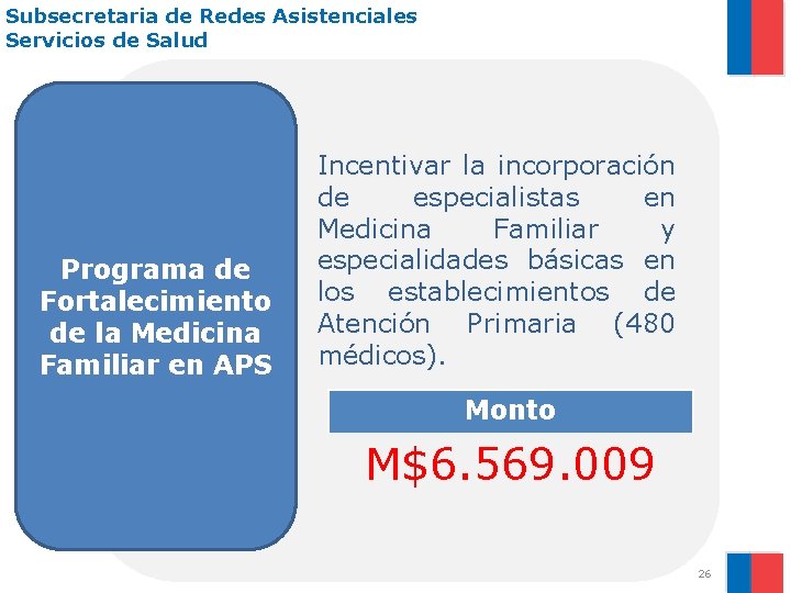 Subsecretaria de Redes Asistenciales Servicios de Salud Programa de Fortalecimiento de la Medicina Familiar