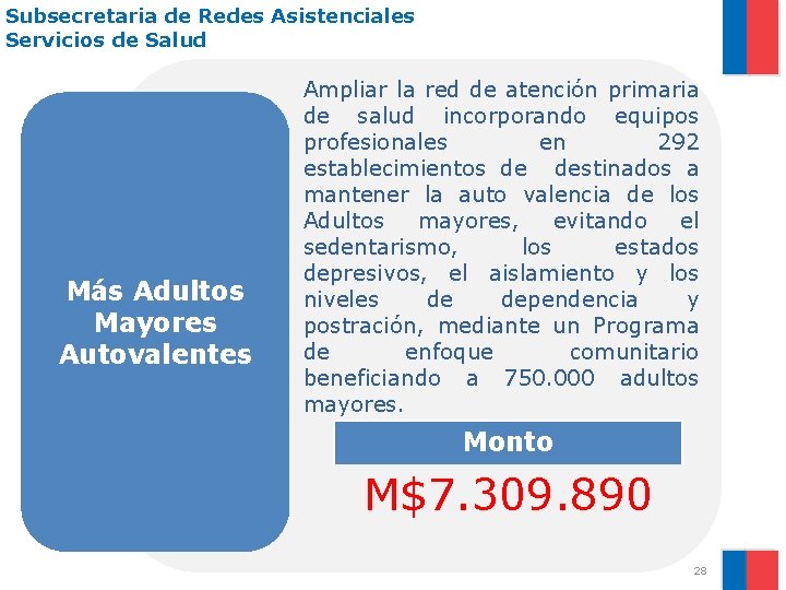 Subsecretaria de Redes Asistenciales Servicios de Salud Más Adultos Mayores Autovalentes Ampliar la red