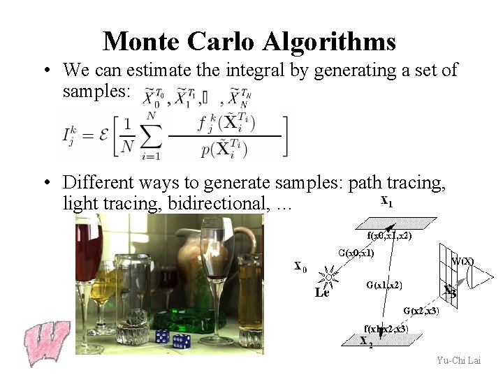 Monte Carlo Algorithms • We can estimate the integral by generating a set of
