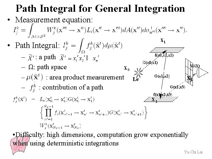 Path Integral for General Integration • Measurement equation: • Path Integral: – : a