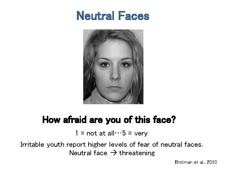 Neutral Faces How afraid are you of this face? 1 = not at all…