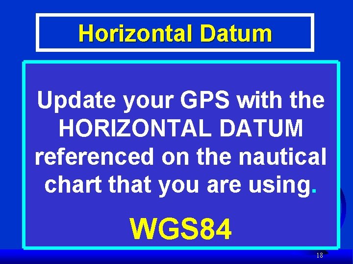 Horizontal Datum Referyour to the General Update GPS with the Information Block on HORIZONTAL