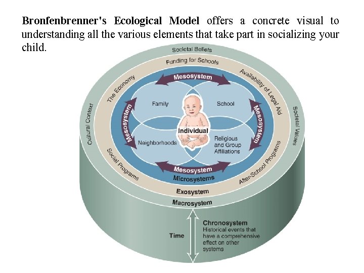 Bronfenbrenner's Ecological Model offers a concrete visual to understanding all the various elements that