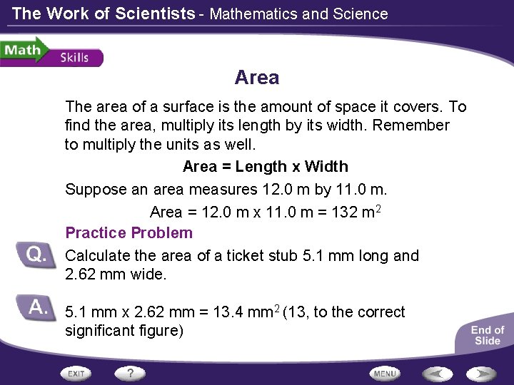 The Work of Scientists - Mathematics and Science Area The area of a surface