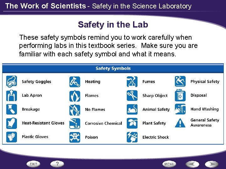 The Work of Scientists - Safety in the Science Laboratory Safety in the Lab