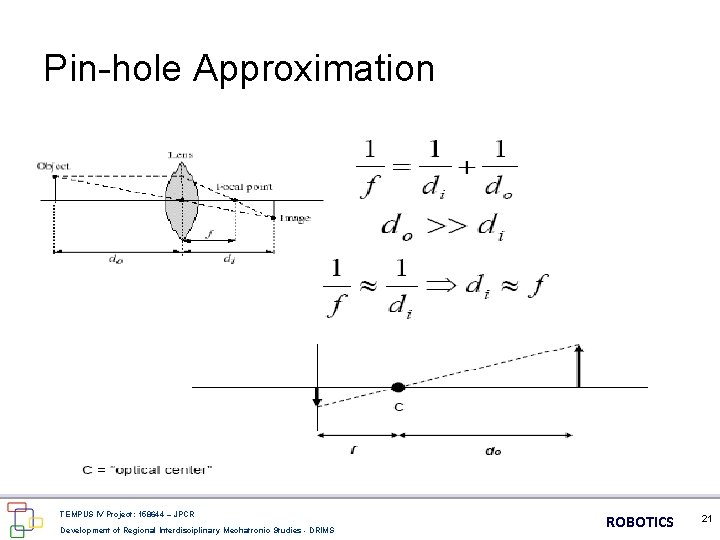 Pin-hole Approximation TEMPUS IV Project: 158644 – JPCR Development of Regional Interdisciplinary Mechatronic Studies