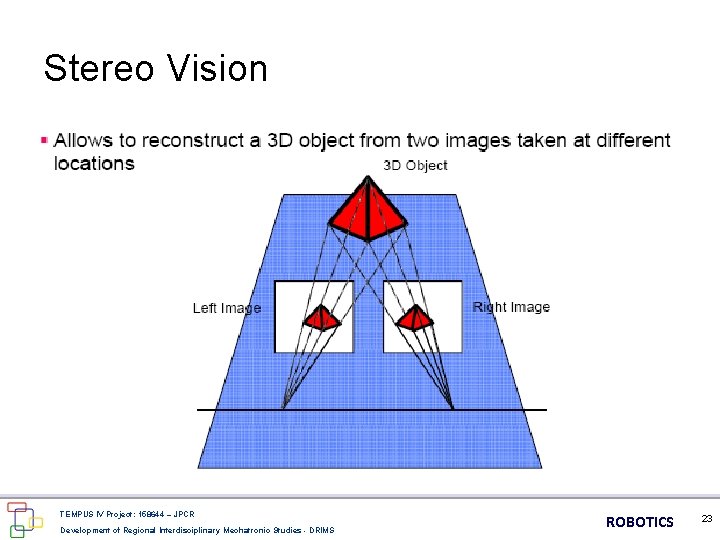 Stereo Vision TEMPUS IV Project: 158644 – JPCR Development of Regional Interdisciplinary Mechatronic Studies