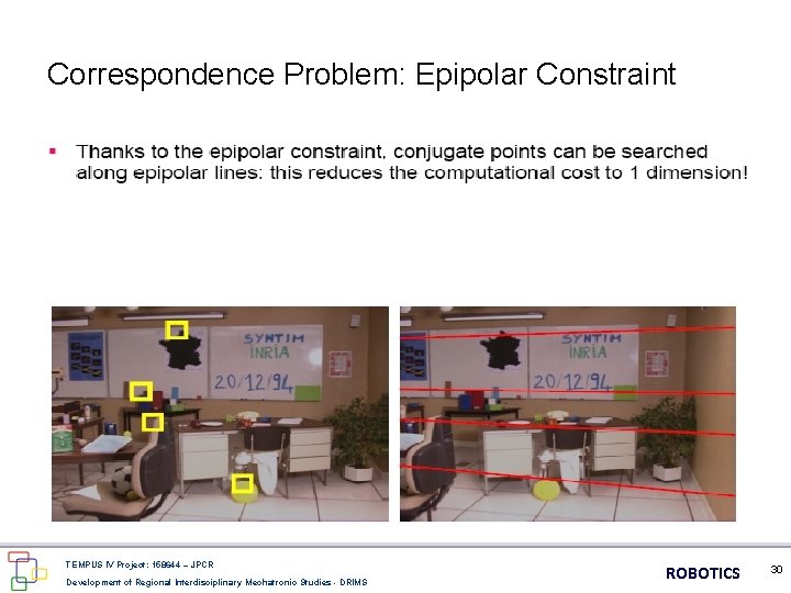 Correspondence Problem: Epipolar Constraint TEMPUS IV Project: 158644 – JPCR Development of Regional Interdisciplinary