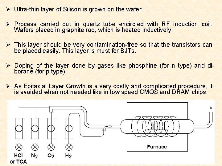 Ø Ultra-thin layer of Silicon is grown on the wafer. Ø Process carried out