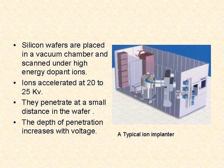  • Silicon wafers are placed in a vacuum chamber and scanned under high